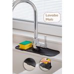 cermix LEON LİFE Elastik Musluk Lavabo Matı Gri-Su Tutucu Düzenleyici Kaydırmaz Mutfak Banyo Matı