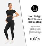 Cervus Bloomar Kadın Hamile Seamless Yüksek Bel Destekli Esnek Tayt (Siyah, S)
