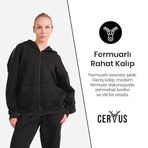 Cervus Elora Kadın Oversize Kapşonlu Sweatshirt & Jogger Eşofman Takımı (Siyah, M)