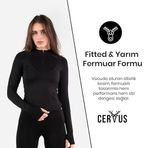 Cervus Vistara Kadın Seamless Long Sleeve Yarım Fermuarlı Spor Ceket (Siyah, S)