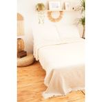 CES STORE 4 Kat Müslin Çift Kişilik Pike, %100 Pamuklu Yatak Örtüsü, Koltuk Şalı, 240x260 cm. - Açık Krem