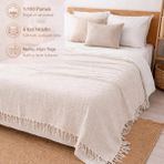 CES STORE 4 Kat Müslin Çift Kişilik Pike, %100 Pamuklu Yatak Örtüsü, Koltuk Şalı, 240x260cm. - Beyaz