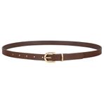 CESCOSI Kadın Skinny Deri Kemer İnce Bel Kemeri Kot Elbise Altın Alaşım Tokalı 1.8 cm Genişlik, G-kahve, Fit Size 42"-46"