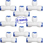 CESFONJER Tee 3/8" Ters Ozmoz Boru Konektörü, Ro Su Filtresi Bağlantısı, 3/8" - 3/8" Pushfit Bağlantı Parçaları, Su Filtresi Dağıtıcıları ve Ters Ozmoz için (8 Parça)
