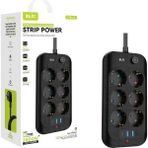 Çeşithane Blic Kablolu 3’lü Priz ve USB Şarj Istasyonu | 2 USB + 1 Type-C Çıkışlı | Termal Akım ve Çocuk Koruma Özellikli | 2 Metre Kablo | Ev ve Ofis - Siyah