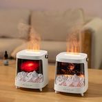 Çeşithane Galaxy Alev Efektli Aroma Difüzör – RGB Işıklı Hava Nemlendirici, Ultrasonik Buhar Makinesi, Gece Lambası & Oda Kokusu (Sessiz, USB, 7 Renk) (Beyaz)