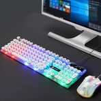 Çeşithane GTX300 RGB Gaming Klavye Mouse Seti – Retro Punk Mekanik Hissiyatlı USB Oyuncu Klavyesi, Yuvarlak Tuşlu LED Backlight Full Size Set
