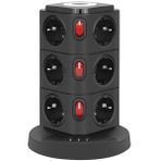 Çeşithane Kule Tipi Çoklu Priz – 12’li Priz + USB Girişli Surge Protector, Uzatma Kablosu, Aşırı Gerilim Korumalı Dikey Power Strip (Ev & Ofis Şarj İstasyonu)