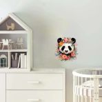 Çeşitli Çiçek Taçlı Panda Duvar Stickerı