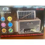 Çeşitli Everton Rt-660 Bluetooth Fm-Usb-Tf-Aux Şarjlı Nostaljik Radyo Solar (Güneş Panelli)