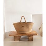 Cesta El Yapımı Pamuklu Natural Hasır Çanta Plaj Gündelik Dekoratif Çanta 26x57cm - Standart