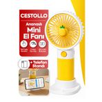 Cestello Ananas Tasarım 3 Kademeli Sessiz Mini El Masa Fan Vantilatör Turbo Üfleme Kademe Taşınabilir Fan