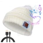 CestMall V5.0 Bluetooth bere şapka, moda örgü bere Bluetooth şapka kış sıcak müzik şapka kulaklık kablosuz kulaklık koşu kayak yürüyüş kış sporları egzersiz doğum günü, Beyaz, 20