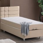 Cesur 90x190 cm Bej Almada Baza Başlık ve Letto Yatak Seti