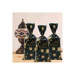 ÇET PACK 10 ADET SİYAH RAMAZAN BAYRAMI KONSEPTLİ ŞEKER POŞET AMBALAJ HEDİYE PAKETİ 27X13 CM