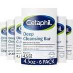 Cetaphil Bar Soap, Deep Cleansing Face And Body Bar, Pack Of 6, For Dry To Normal, Sensitive Skin, Soap Free, Hypoallergenic, Paraben Free, Fragrance