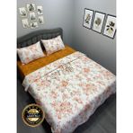 Çetin Home Çetinhome Çarşafı Lastikli Çift Kişilik Nevresim Takımı Firuze - 200 x 235 cm - Beyaz - Turuncu