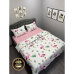 Çetin Home Çetinhome Çarşafı Lastikli Çift Kişilik Nevresim Takımı Flamingo - 200 x 235 cm - Pembe - Beyaz