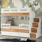 Çetin Ranza Berlin Yavrulu Ranza Ahşap & Beyaz Çelik Destekli Tamamı MDF - Çam