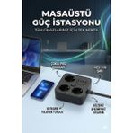 Çetiner Group Akım Korumalı Avrupa Soket Kartı Tip-C USB 2 M Uzatma Kablosu Emniyet Anahtarı ile - Araç İçi Tutacak - Çok Renkli