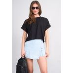 Çetinkaya Fithit 8382 Bayan Bisiklet Yaka 30/1 Penye Oversize T-Shirt Siyah