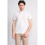 Çetinkaya Mentality 4564 Polo Yaka Regular Çizgili T-Shirt Beyaz-Gri - 3XL