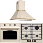 Çetintaş Evii Rustik Krem Ankastre Set (Rs 4616 Rk Rustik 60Cm Davlumbaz-Rk 1237 Krem Fırın-El 848 Eat Rk Ocak)
