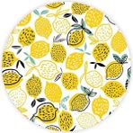 CetKing 10011505223 Sarı Limonlar Cam Kesme Tahtası, Çap 32CM