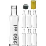 CetKing 250 ml Şeffaf Piramit Kilitli Kapaklı ve Kapüşonlu Boş Cam Şişe 6 Adet