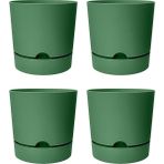 CetKing 4 Adet Begonya Saksı Tabaklı Drenajlı Mat Plastik Çiçek Saksısı (Yeşil, 3.3 Litre)
