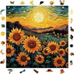 CetKing - Ahşap Puzzle Yetişkinler Için - Günebakan Tarlasında Akşamüstü Benzersiz Parçalı Puzzle - 353 Parça Ahşap Yapboz - Yapıştırıcı Folyo Dahil - Dekoratif Ahşap Puzzle - 29X29 cm - S1-30