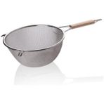 CetKing Ahşap Saplı Paslanmaz Çelik Süzgeç, Büyük Boy Metal Süzgeç 24 * 10 cm - Estetik ve Dayanıklı: Ahşap Saplı Paslanmaz Çelik Süzgeç - Büyük Boy Metal Süzgeç