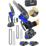 CetKing Alman 148 Vf 10 AH%100 Kömürsüz Motor Akülü Dal Kesme Budama Testere Bıçkı Makinesi 15 cm Mavi