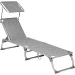 CetKing Ayarlanabilir ve Katlanabilir Gölgelikli Şezlong, 55X193X31 Cm, Gri Kırçıllı, GCB19TG