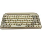 CetKing Bluetooth Klavye Renkli Retro Kablosuz Klavye Daktilo Görünümlü Tuş Tasarımı Şık ve Kullanışlı Telefon Koyma Gözü Pilli Türkçe Q Klavye Sw-05 (Krem)