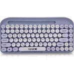 CetKing Bluetooth Klavye Renkli Retro Kablosuz Klavye Daktilo Görünümlü Tuş Tasarımı Şık ve Kullanışlı Telefon Koyma Gözü Pilli Türkçe Q Klavye Sw-05 (Mor)