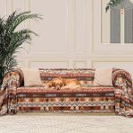 CetKing Boho Etnik Desenli Mikrofiber Koltuk Örtüsü ve Şalı, Kaymaz Toprak 180X300 cm