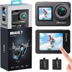 CetKing Brave 7 Aksiyon Kamerası, Ipx8 Su Geçirmez Yerel 4K 20MP Wifi Cam Dokunmatik Ekranlı Eıs 2.0 Yakınlaştırma Desteği Harici Mikrofon Ses Kontrolü Vlog Kamerası - Gri