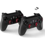 CetKing Çift Josystick 2.4g Kablosuz Oyun Kolu Pc Uyumlu Pilli Joystick Wireless Gamepad USB Dongle Bağlantı Kaymaz Tasarım 0019 Siyah (0019 - Çiftli Siyah)
