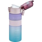 CetKing Çift Renk 600ML Kaydırmaz Silikon Gövde Rahat Içim-Pipetsiz- Motivasyon Su Matarası