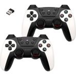 CetKing Çiftli 2.4g Kablosuz Oyun Kolu Pc Uyumlu Pilli Joystick Wireless Gamepad Hassas Trigger Kaymaz Tasarım Çiftli G2.4g (Beyaz)