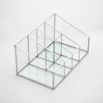 CetKing Crea Designs 25X15X12CM Organizer Fırçalık Gümüş Cam Makyaj Takı Aksesuar Parfüm Kutusu