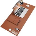 CetKing Deer Pu Deri Mouse Pad Dikişli Kenar Dayanıklı Büyük Boy Çift Yönlü Kullanım Ofis Masa Matı Sümen(Kahverengi, 90X40 Xl) - Altın