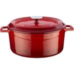 CetKing Döküm Yuvarlak Tencere, Trendy, 28 Cm, 6.71 L Hacim, Kırmızı
