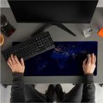 CetKing Gece Dünya Haritası Baskılı 70X30 Büyük Boy Mousepad - Mouse Pad - Fare Altlığı - Altın