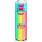CetKing High Kız Çocuk 500 ml Okul ve Günlük Paslanmaz Çelik Termos - Yeşil/sarı Renkli Çizgili - Sızdırmaz