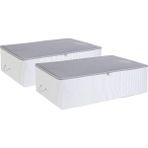 CetKing Home Textile 2 Adet Mega Boy Gri Çizgili Stuff&things Baza Altı Hurç Set 74 x 46 x 22 cm