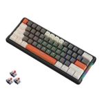 CetKing Leaven K610 Mini Kablolu Mekanik Rgb Işıklı Klavye 61 Tuşlu Kırmızı Switch Kompak ve Şık Tasarım Ingilizce Q Klavye 10CM x 29CM (Kahverengi - Beyaz)