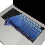 CetKing MacBook Klavye Koruyucu Silikon Kılıf Türkçe Q Baskılı Uk-Ters L- Enter Tipi Air 13,6-15,3inç- Pro 14,2-16,2inç M1-M2-M3-M4 Pro Max Uyumlu, Yıkanabilir Silikon Klavye Filmi Lacivert Mavi - Altın