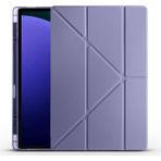 CetKing Samsung Galaxy Tab S10 Ultra Kılıf Silikon Kalem Bölmeli Standlı Tablet Kılıf Mor